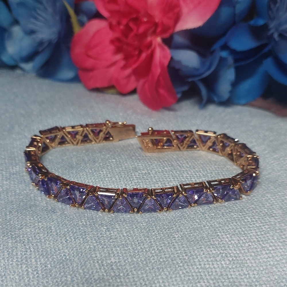 Gold Vermeil Purple Trillion Tennis Bracelet